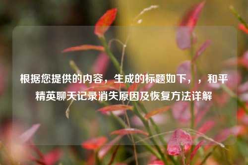 根据您提供的内容，生成的标题如下，，和平精英聊天记录消失原因及恢复方法详解