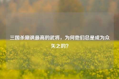 三国杀嘲讽最高的武将，为何他们总是成为众矢之的？