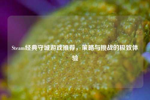 Steam经典守城游戏推荐，策略与挑战的极致体验