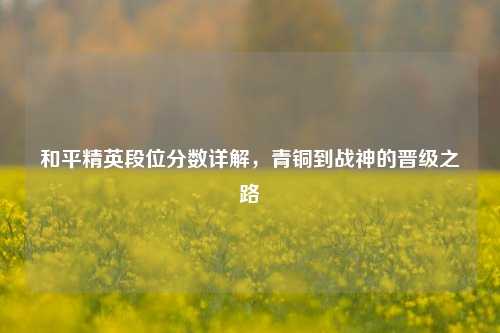 和平精英段位分数详解，青铜到战神的晋级之路