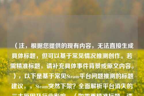 （注，根据您提供的现有内容，无法直接生成具体标题，但可以基于常见情况推测创作。若需精准标题，请补充具体事件背景或原文内容。），以下是基于常见Steam平台问题推测的标题建议，，Steam突然下架？全面解析平台消失的三大原因及行业影响，（如需更精准标题，请提供具体事件描述、时间节点或官方声明等细节。）