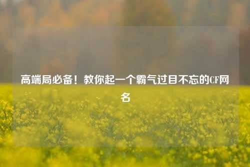 高端局必备！教你起一个霸气过目不忘的CF网名